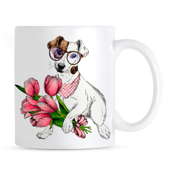 Kubek Jack Russell Terrier z Bukietem Kwiatów